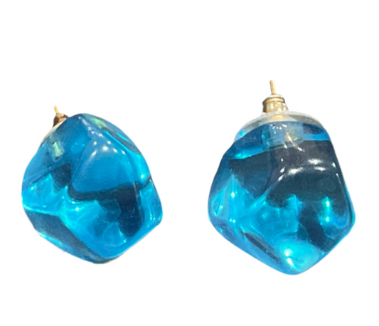 Jackie Brazil - EB1053 Abstract “ Camille “ Earrings - Light Transparent Blue