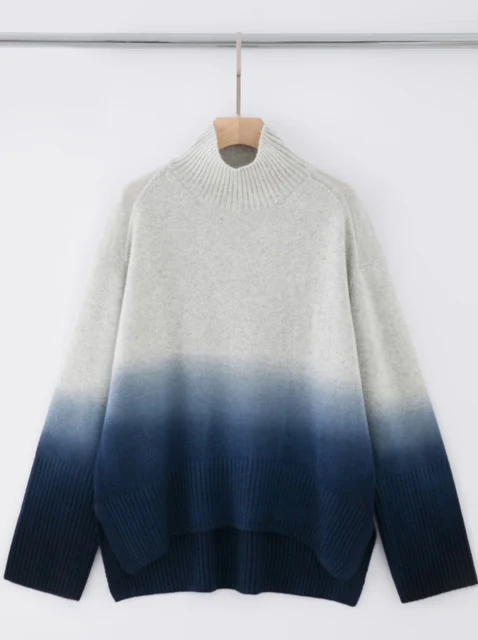 Aleger - Cashmere Blend Dip Dyed Chunky Polo Knit - Frost Dip Dyed