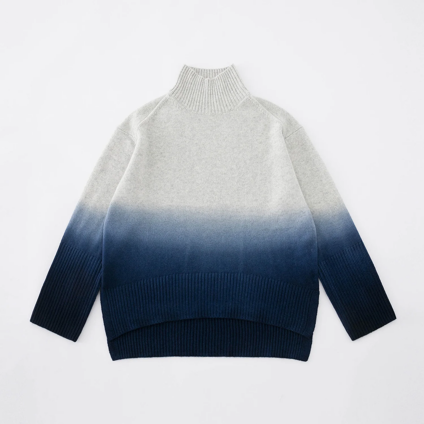 Aleger - Cashmere Blend Dip Dyed Chunky Polo Knit - Frost Dip Dyed