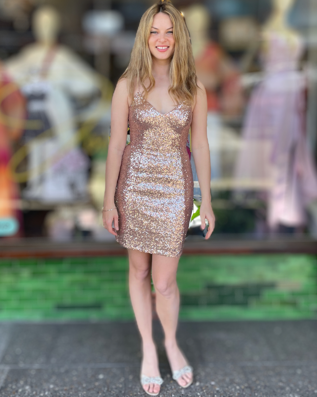 Miss Anne - Mini Sequins Dress - Rose Gold