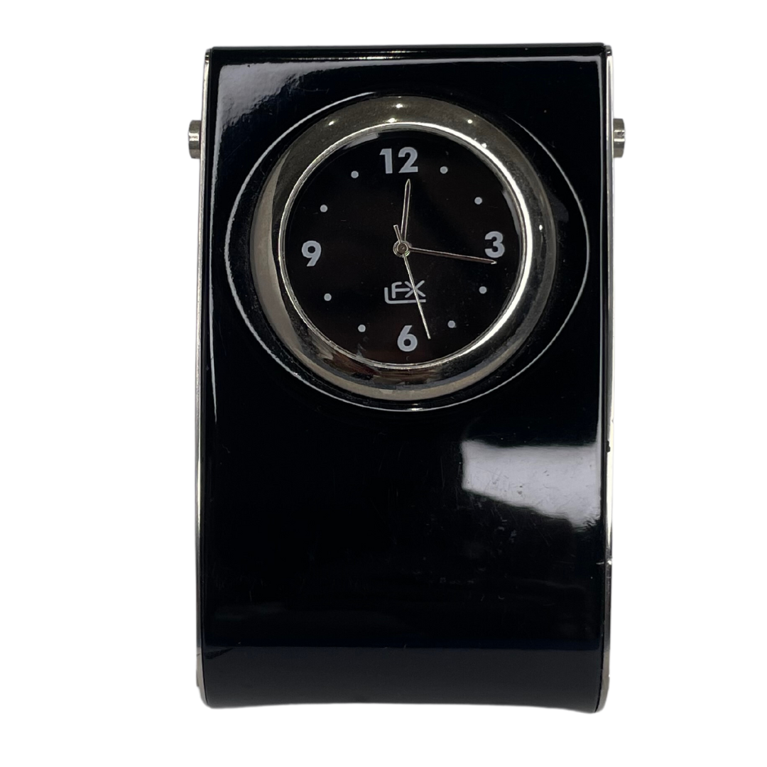 Vintage Art Deco Desk Clock - Black and Silver