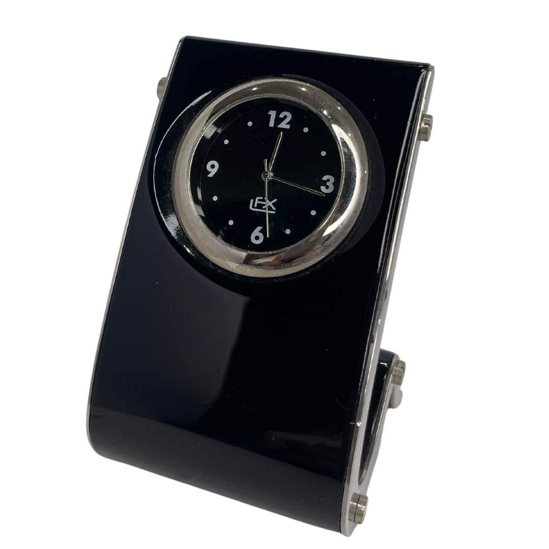 Vintage Art Deco Desk Clock - Black and Silver