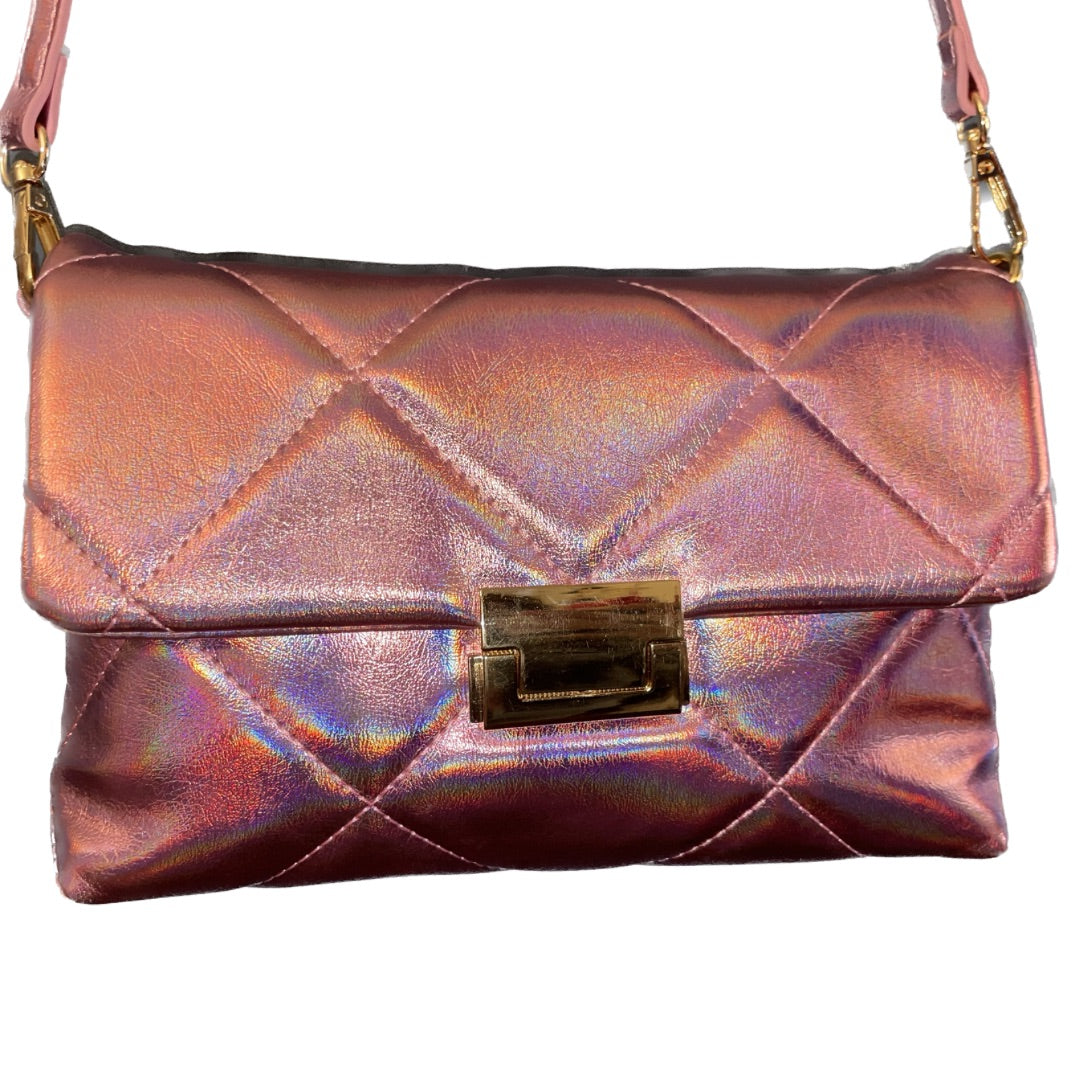 Adorne Metallic Its a Barbie World Quilted Handbag - AXD1640 Pink