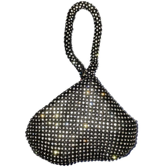 Miss Anne - Diamonte Handbag - Black And Silver