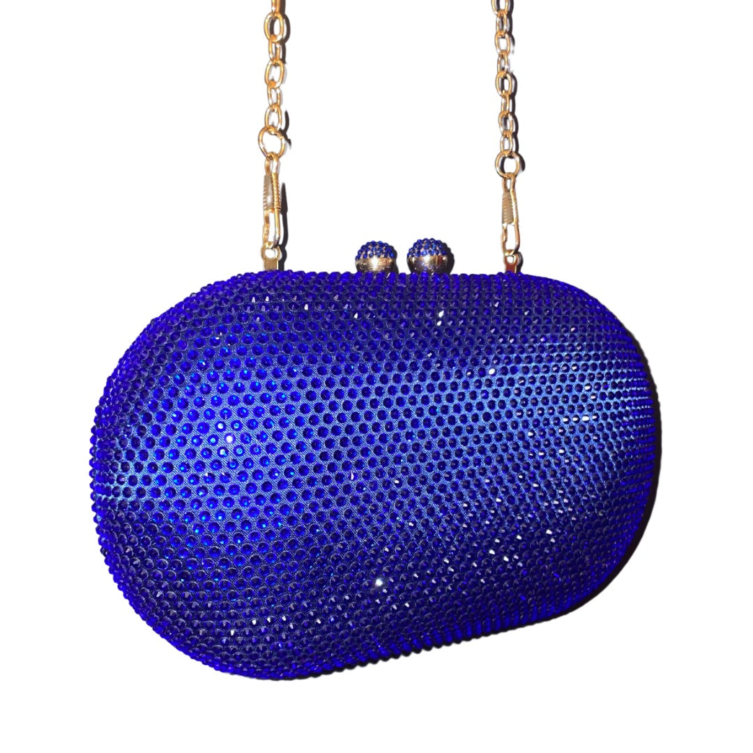 Miss Anne - Pill Diamante Clutch - Blue