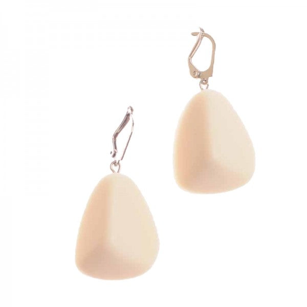 Jackie Brazil - Resin Earrings Flinstone On Hook “Diamond” - Matte Beige 