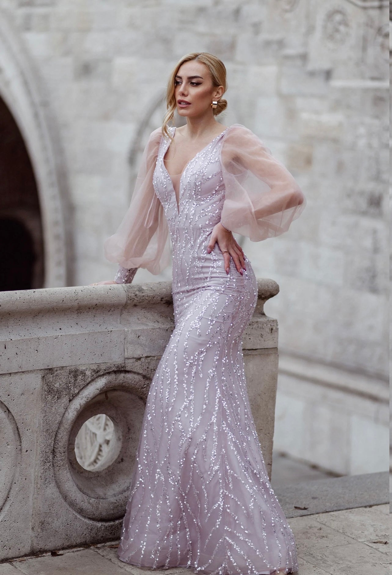 Tina Holly - Beaded Gown - Tea Rose - TK209