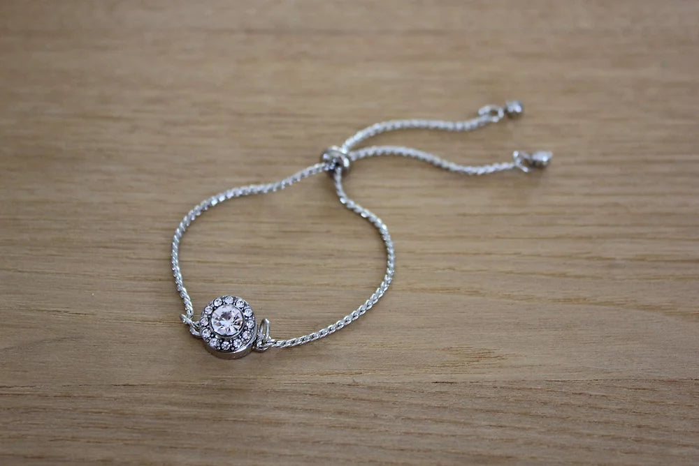 Baobab Collections - Diamanté Fine Adjustable Bracelet -  Silver - LBFMD