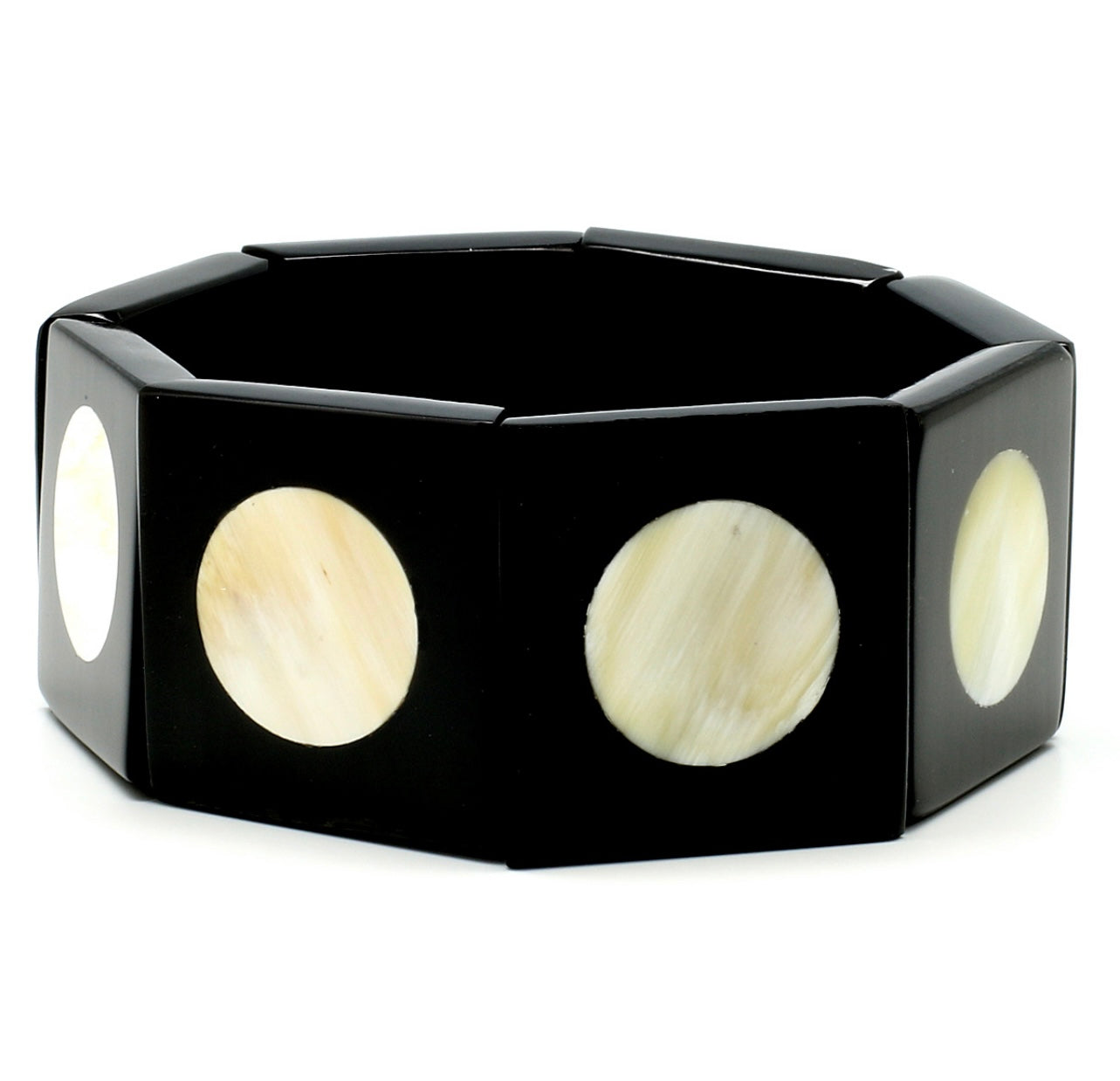 GXG Collective - Lola Horn Polka Dot Adjustable Bangle - Black Horn